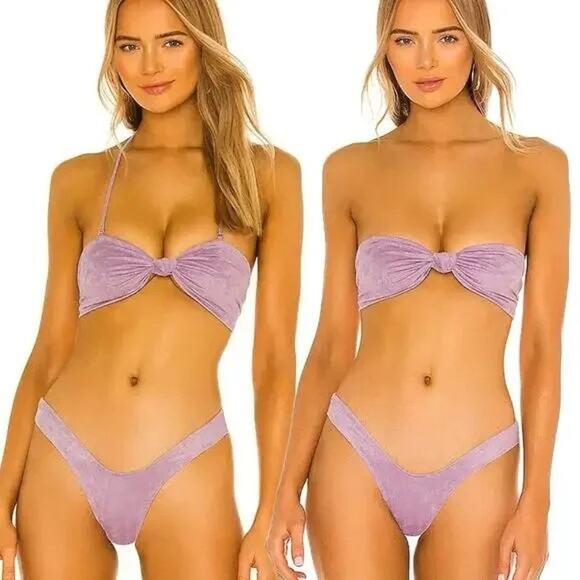 Monica Hansen Beachwear NWT Set Bardot Collection Bikini Top/Bottom Violet Small - Picture 4 of 5